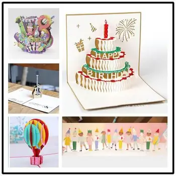 

3D Birthday Cake paper birthday pop up card party gifts Greeting Card wish Thanksgiving Card Postcard Invitations Decoration