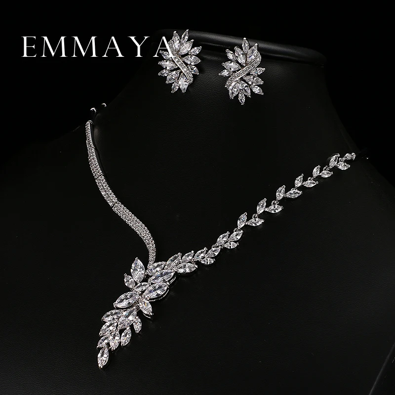 Emmaya New Unique Design Choker Necklace Stud Earrings Bridal Jewelry Sets Wedding Accessories bridal jewelry sets