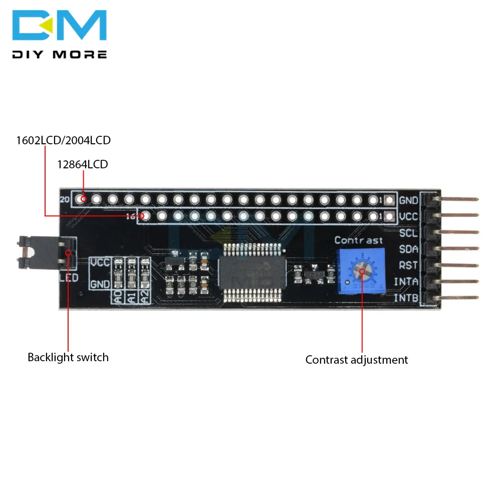 MCP23017 1602 2004 12864 LCD I2C IIC TWI последовательный интерфейс SPI адаптер плата конвертер