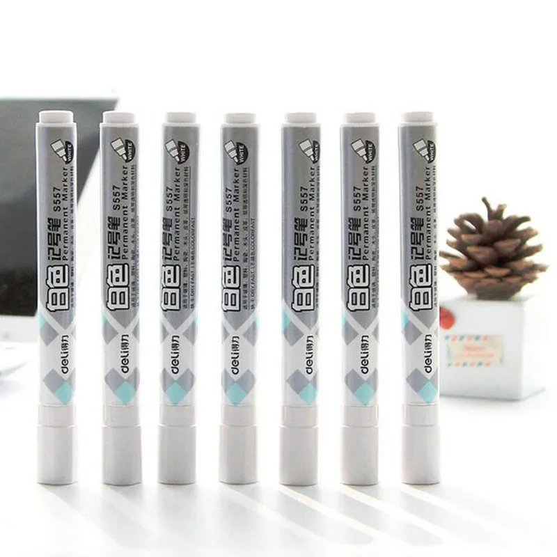 

2pc S557 white marker pen permanent mark white oil mark ink rough oily graffiti pen 3 mm thin tip only for non-porous surface