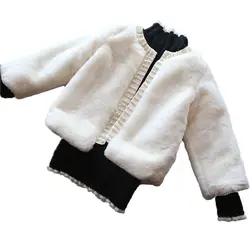 Зимняя куртка из искусственного меха для девочек, пальто для малышей, Элегантная куртка из искусственного меха для маленьких девочек