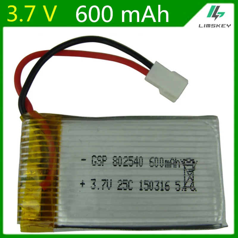 

3.7V 600mAH Lipo Battery For Syma X5C X5SW ZK905 M68 Remote Control Aircraft li-po battery 3.7 V 600 mAH XH Plug 25C 802540