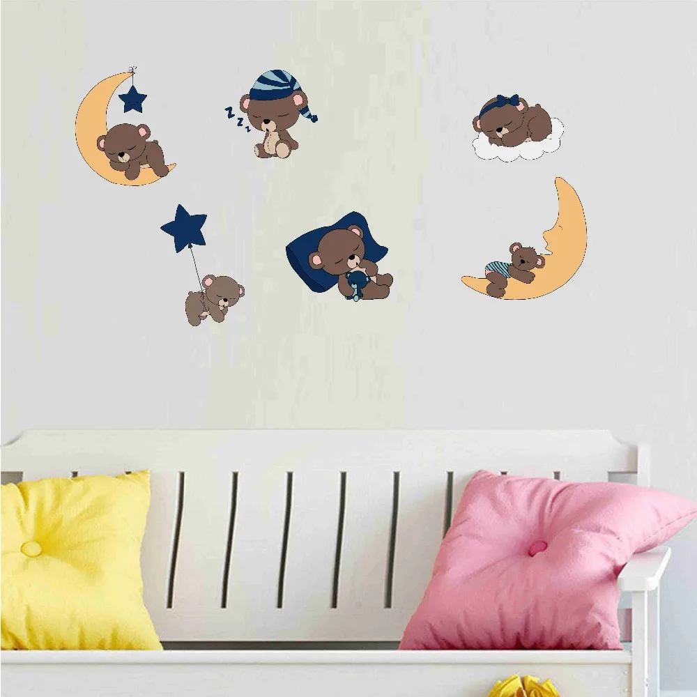 cute cartoon animal wall sticker smile face (3)