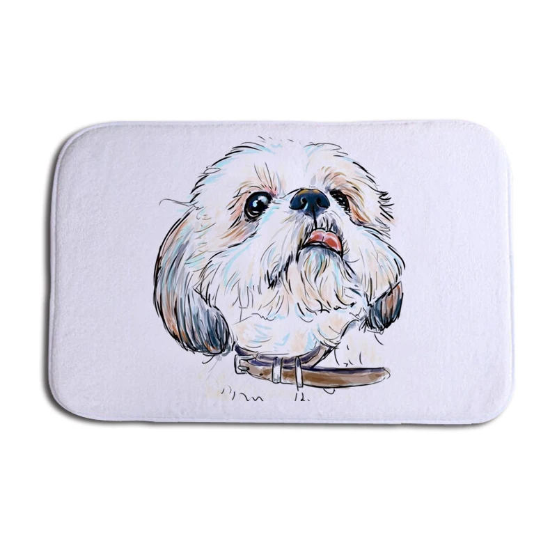 

40x60cm cartoon bathroom mat hand painted dog soft absorbent anti-slip rugs children bedroom bedside carpet home door mats