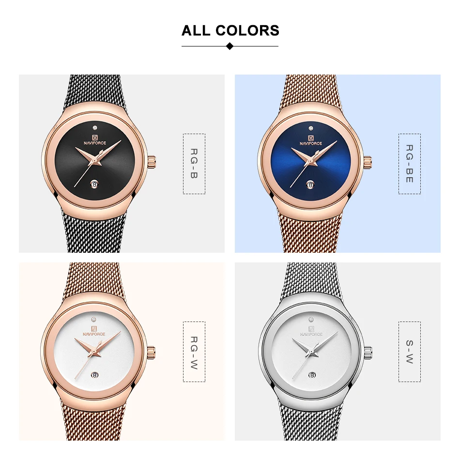 NAVIFORCE, новые женские модные кварцевые часы, женские водонепроницаемые наручные часы из нержавеющей стали, простые женские часы