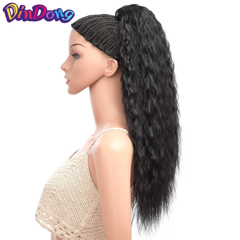 Rabo de Cavalo Sintético de Rabo de Cavalo Extensões de Cabelo Dindong Encaracolado ''puff Afro Clipe Sintético de 120 g - Pacote Envoltório Africano Americano 18 18 High Quality Apliques e perucas