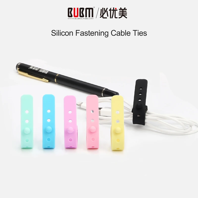 BUBM силиконовый цветной многоразовый крепежный кабель ремешок, бытовой ремешок для проводов для управления проводами, наушники, данные, кабельные стяжки