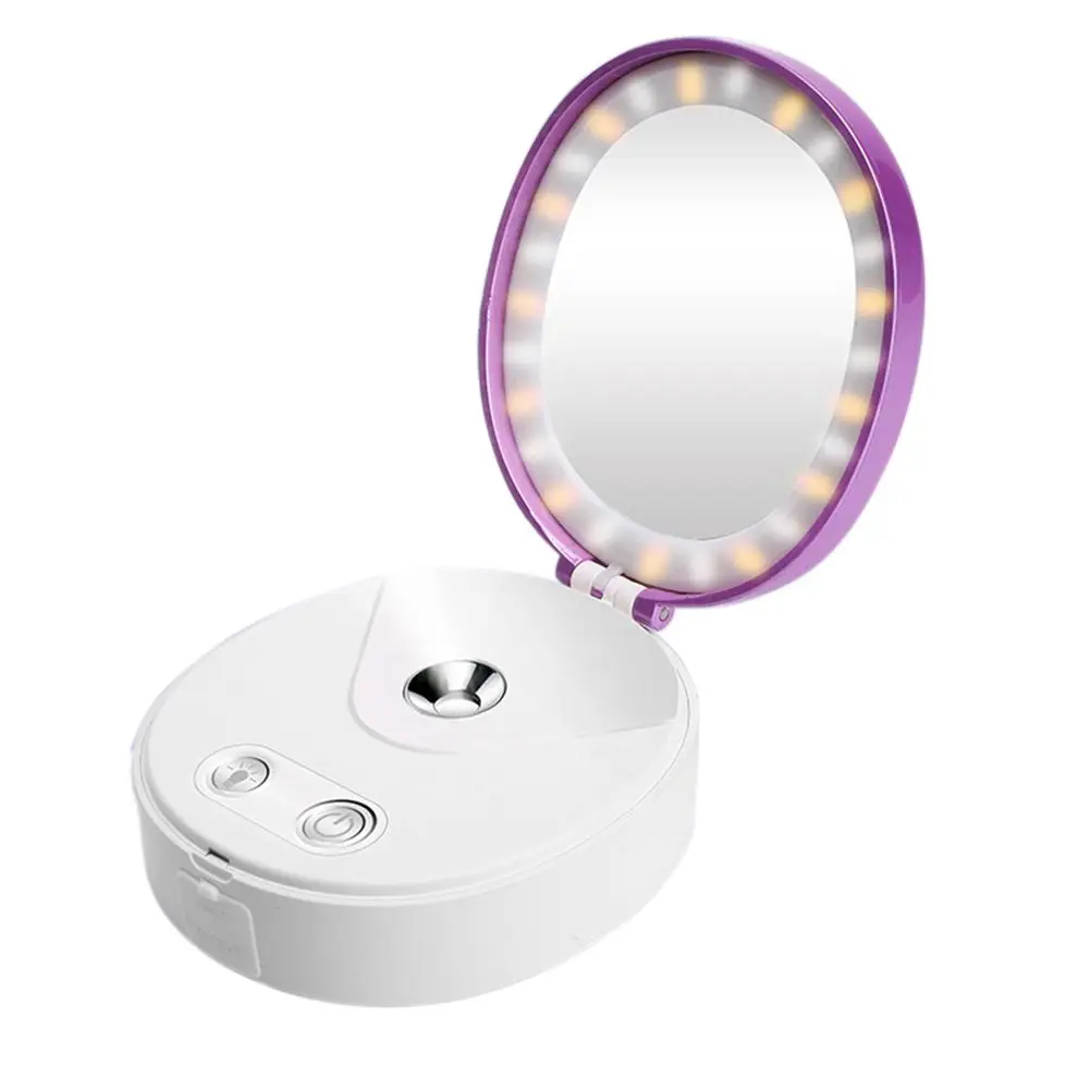 

KENAIYA Nano Mist Sprayer Facial Body Nebulizer Steamer Moisturizing Skin Care Mini USB Face Spray With LED Light Mirror