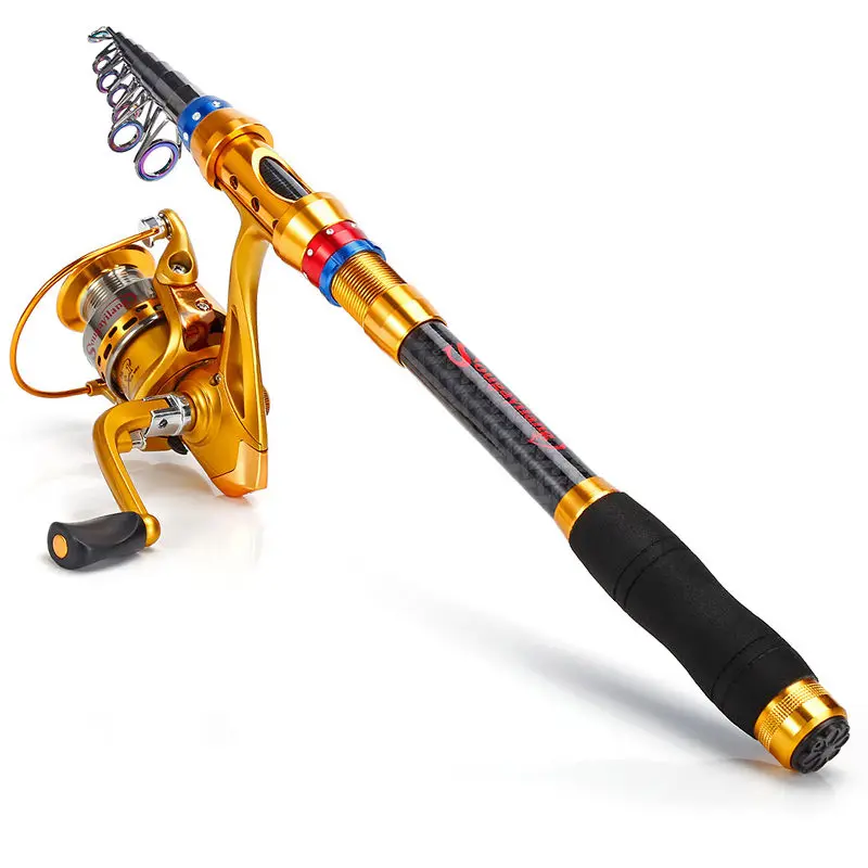 Sougayilang катушка для удочки, складная телескопическая удочка с 13+ 1BB спиннингом, рыболовное колесо, рыболовный комплект - Цвет: Rod and Golden Reel