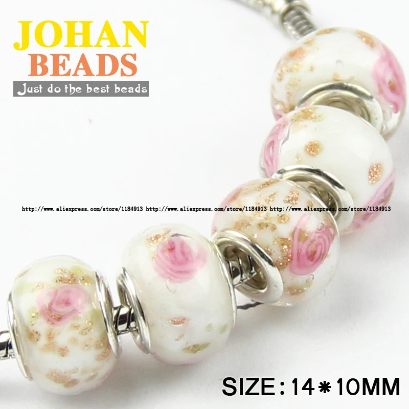 10pcs 15x9mm Murano Lampwork Glass Loose Big Hole Charm Beads European Bracelets