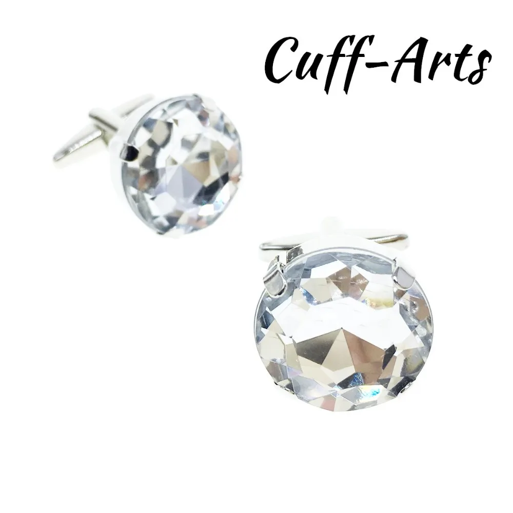 

Cuffarts Fashion Men Acrylic Crystal Cufflinks High Quality Bright Geometric Cuff Links White Bouton Manchette Mens Shirt C20128