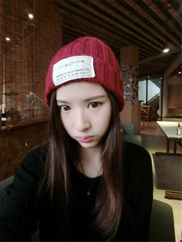 2018 Patch Wool Hat Autumn And Winter Warm Knit Student Hat Tide Men And Women Cold Cap Pullover Cap Pointed Hat ACI89 (9)