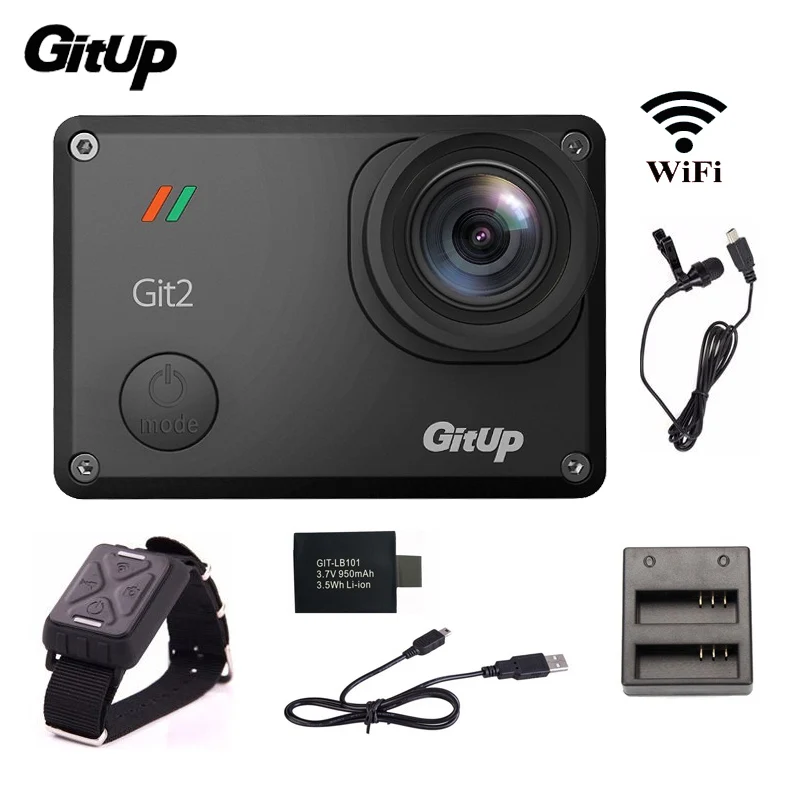 

Gitup Git2 Action Camera 2K WiFi Sports DV Full HD 1080P Action Cam+Mic+Remote Control+Extra 1pcs Battery+Battery Charger