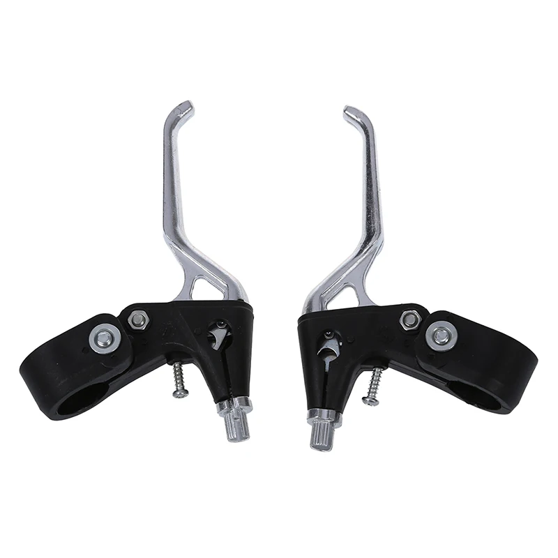 

Pair Bicycle Right Left Brake Levers Replacement Black Silver Tone