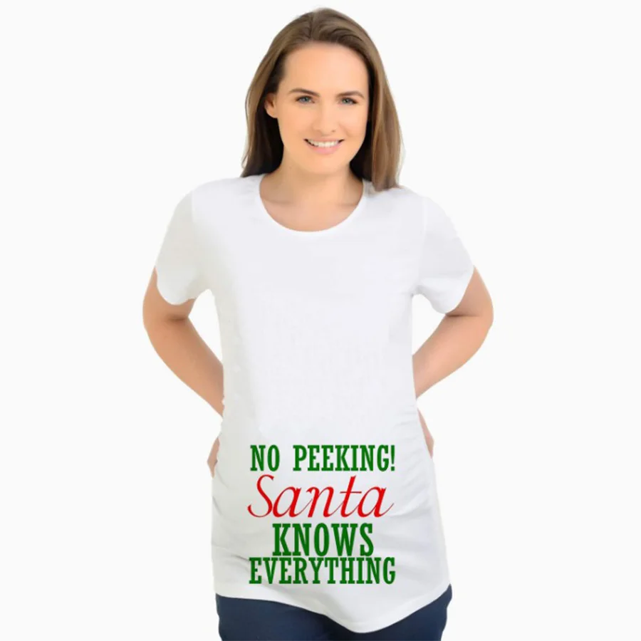 New Xmas pregnancy t shirts short sleeve maternity t shirt NO PEEKING