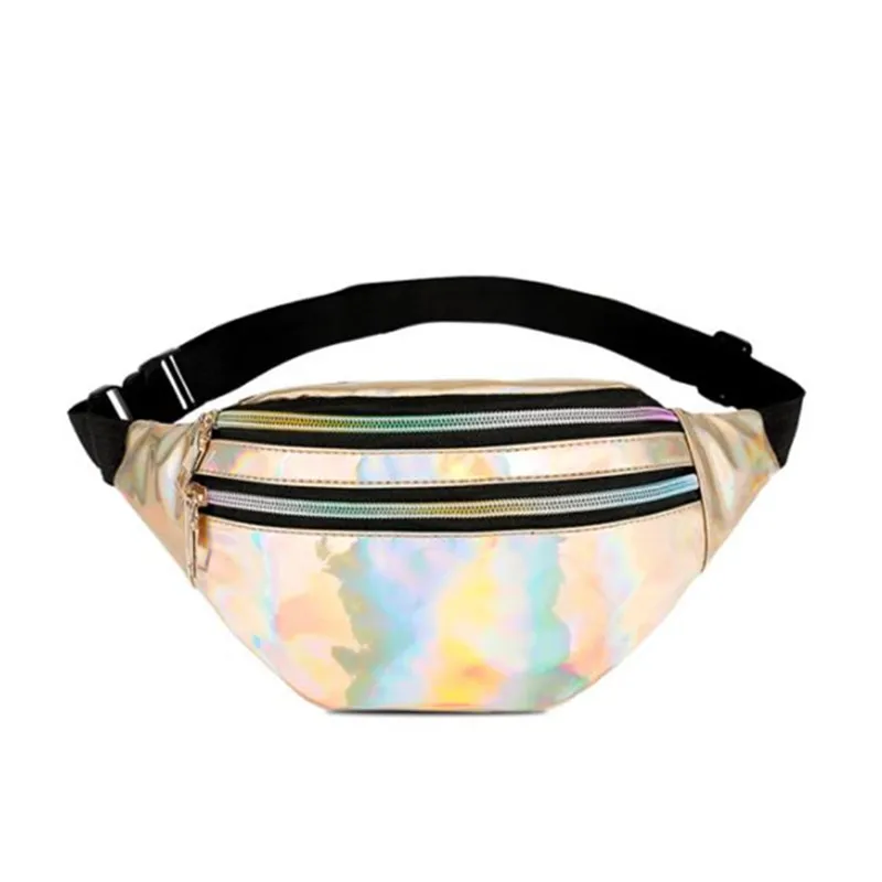 Новинка, многофункциональная модная сумка на плечо в стиле панк, светоотражающая лазерная сумка на плечо, женская сумка на пояс - Цвет: shuang la jin