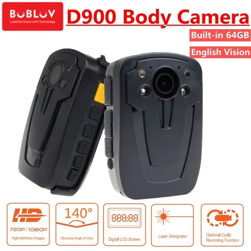 

BOBLOV D900 Body Camera Police 64GB Police Camera DVR Body Cam Worn Camera HD 1080P Video Recoder Mini Camcorder Night Vision