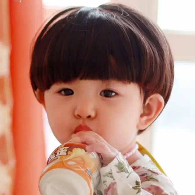 Photograph Children Mushroom Wig Of Baby Girl Boy Short