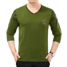 Осенне-зимний мужской свитер с v-образным вырезом модный однотонный мужской свитер с длинными рукавами Повседневный пуловер с принтом sweater