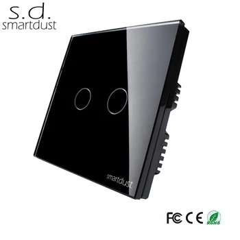 

Smartdust Light Touch Switch UK standard AC110~250V LED indicator On Off Wall Switch 2 Gang 2 Way Stair Switch