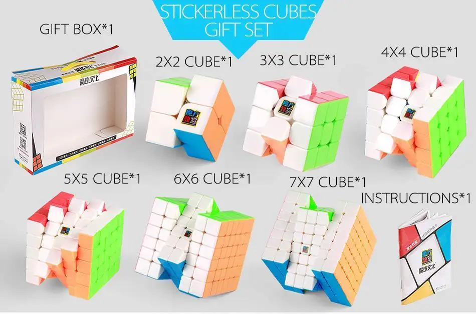 

Moyu Mofang Jiaoshi 2x2 to 7x7 6 cube gift set Fast Ultra-Smooth Speed Puzzle Cube Kids Toys