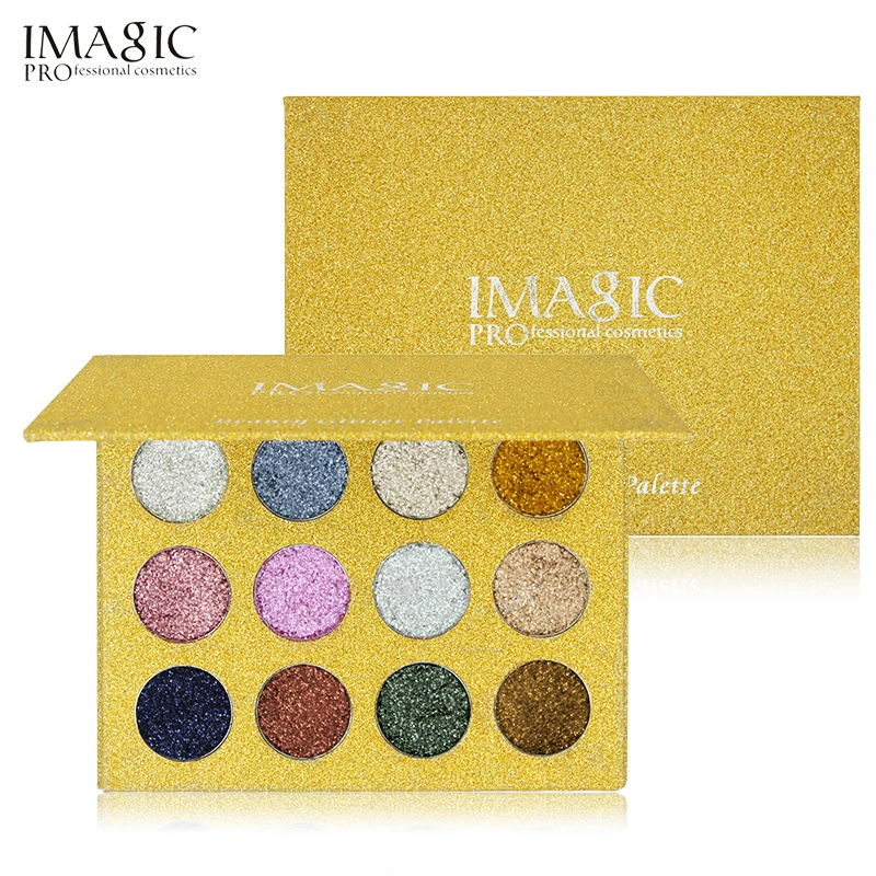 

IMAGIC 12 Color Glitter Injections Pressed Glitters Single Eyeshadow Diamond Rainbow Make Up Cosmetic Eye shadow Magnet Palette