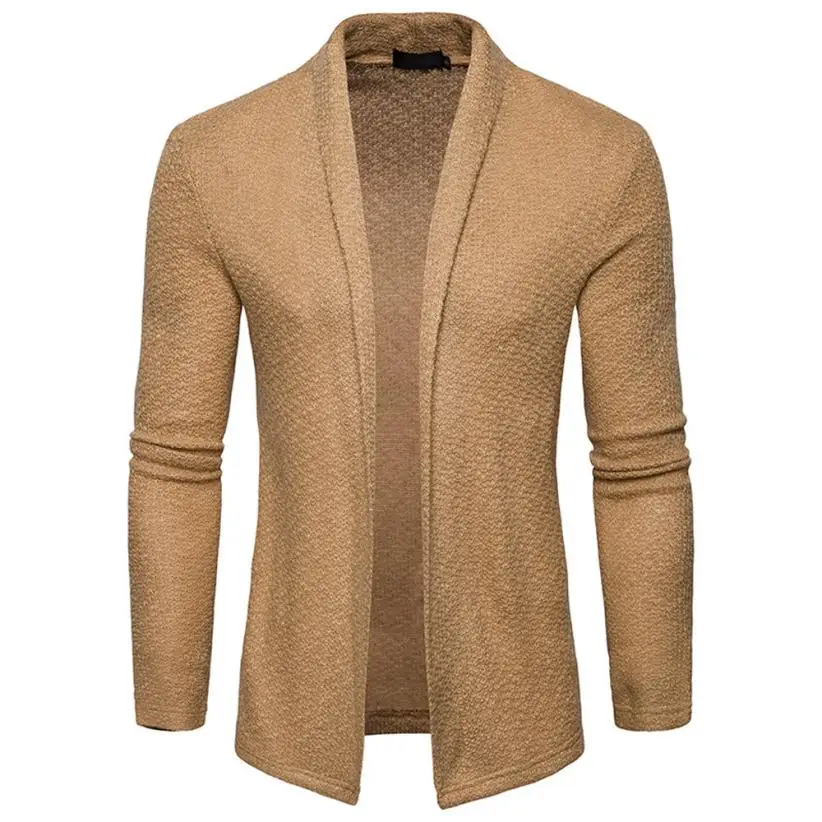 Vogue Men Spring Casual Solid Cardigan Knit Knitwear Cotton Coat Jacket Long Sleeved Male Roupas Masculina # AA | Мужская одежда