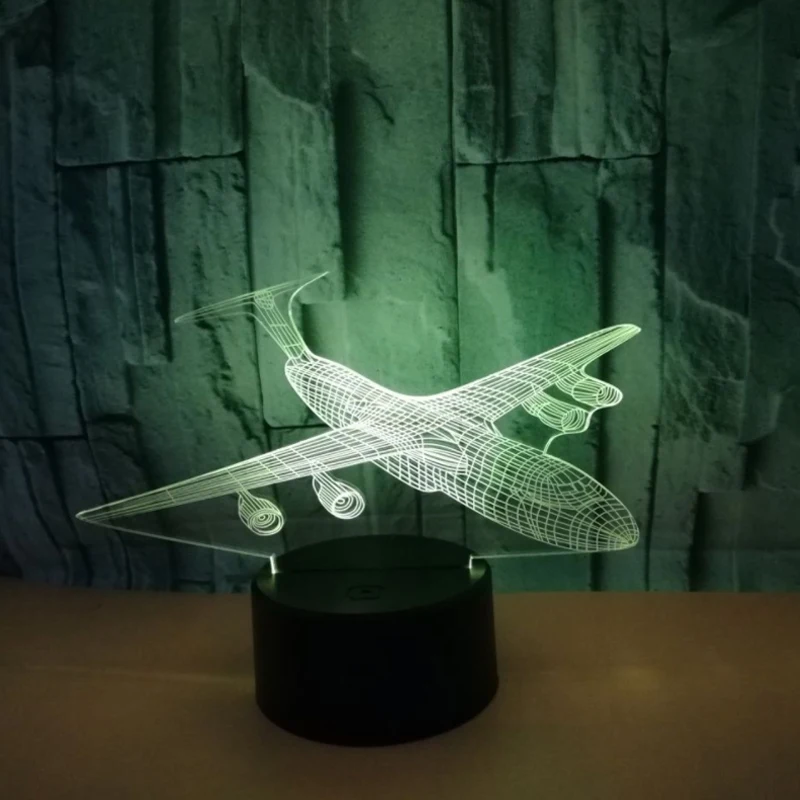 Светодиодный 3d-ночник самолет с 7 цветами света для украшения дома лампа потрясающая визуализация Оптическая иллюзия