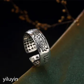 

KJJEAXCMY boutique jewelryar S999 pure silver, antique, Thai silver, glossy lotus, six words, heart, woman, mouth, sterling silv