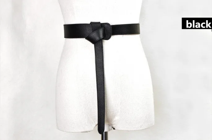 Новый дизайнерские ремни для женщин Горячая Черный узлом поясов платье одежда высшего качества Вечерние партии коричневый из мягкой кож