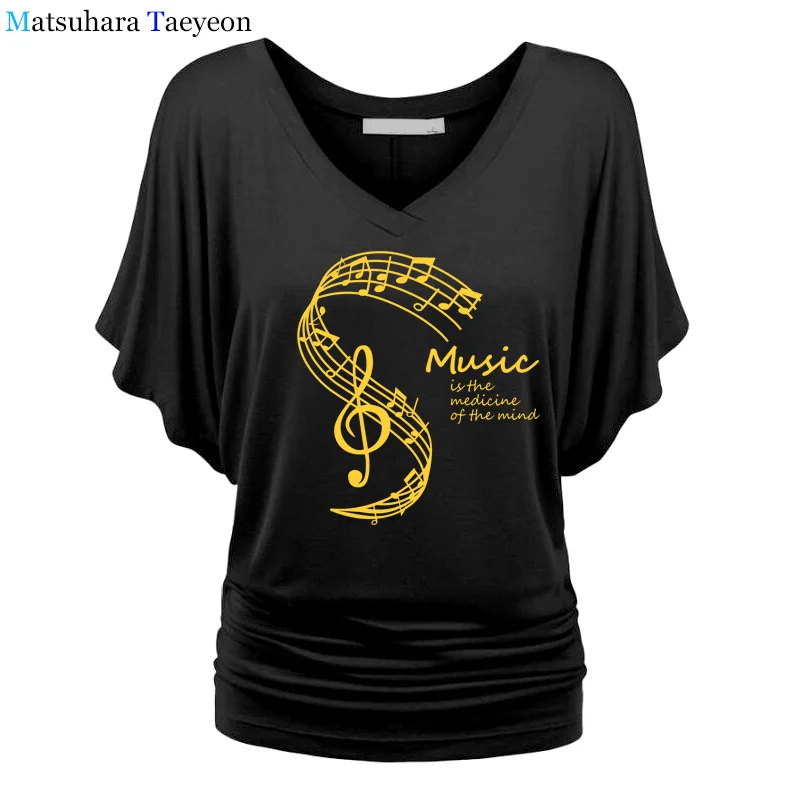 Kers Vaardig plotseling Women T-Shirts Summer Music Is The Medicine Of The Mind Print Tshirt Casual  Cotton T-shirt Camisetas Femme Tshirs Dames - AliExpress