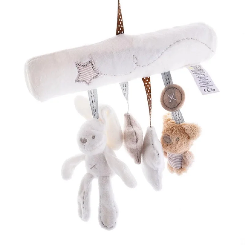 

Cute Baby Rabbit Toys Stroller Accessories Hanging Plush Educational Toy Doll Trolley Bed Bells Rattles Carriage