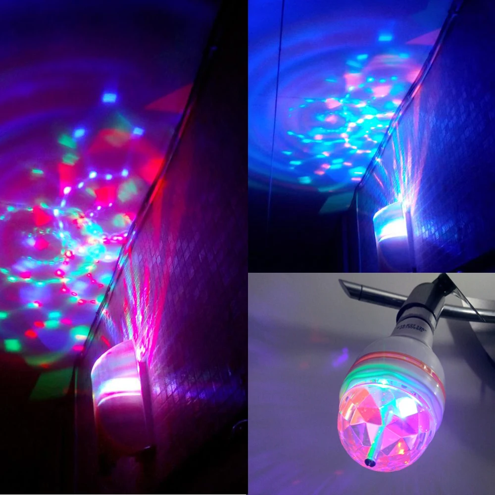 E27 6 Вт RGB светодиодный свет Танцевальная вечеринка светодиодный светильник Авто вращающийся Рождественский свет E27 220 в 110 В Красочные лампы DJ освещение на сцену