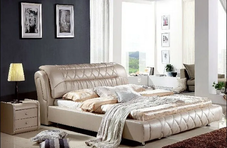 Высокое качество заводская цена королевский большой king размер натуральная кожа мягкая кровать, мебель для спальни 0543