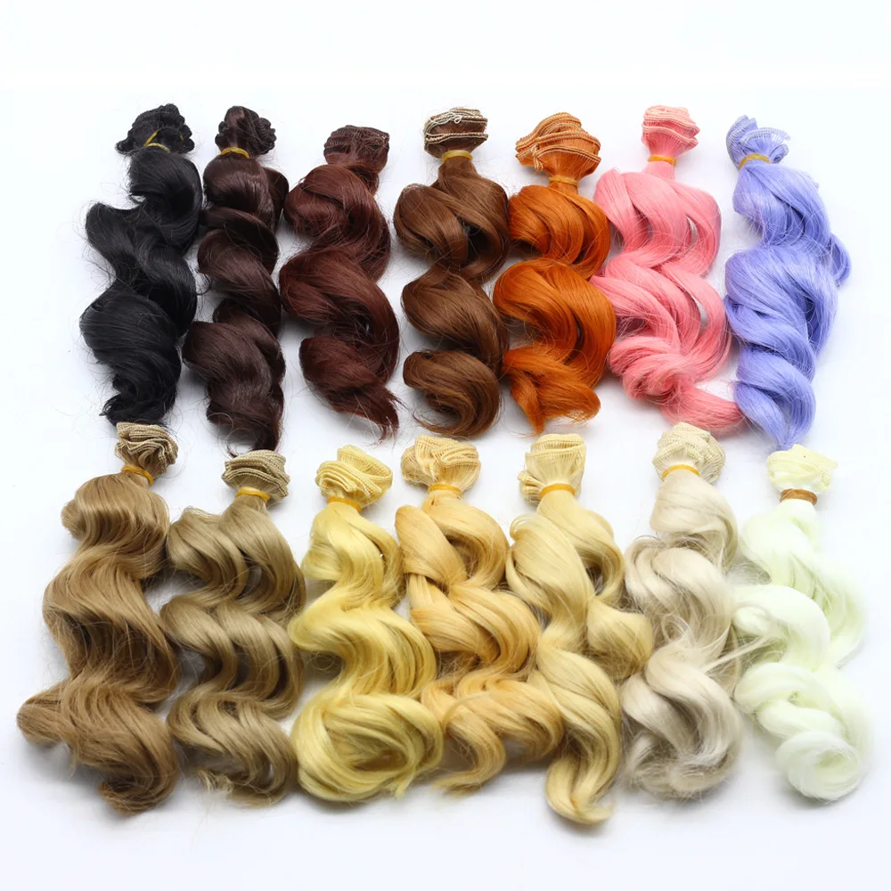 

CIKOO 1pc 15cm BJD Wigs High-temperature colourful Curly Hair Piece For 1/3 1/4 1/6 BJD SD Dollfie