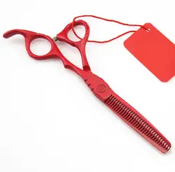 Новинка 5,5 дюймов 6 дюймов Япония 440C Стальные красные ножницы для волос Истончение Парикмахерские ножницы Бесплатная доставка