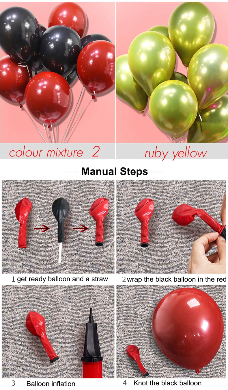 Wedding Decoration Ruby Red Balloon New Glossy Metal Pearl Latex Balloons Chrome Metallic Colors Air Baloon Party Decorations-steps
