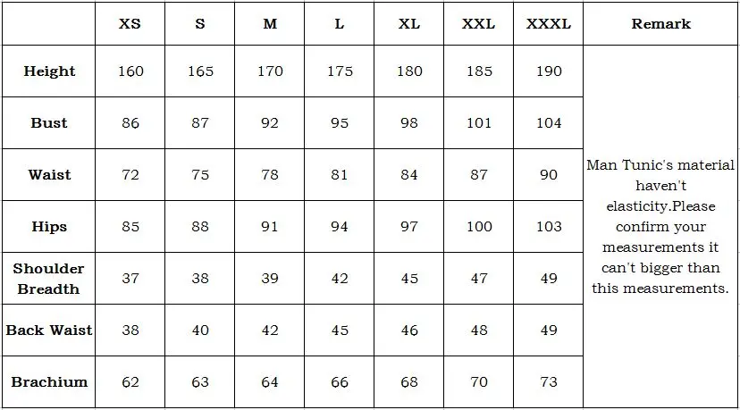 Man Tunic Size