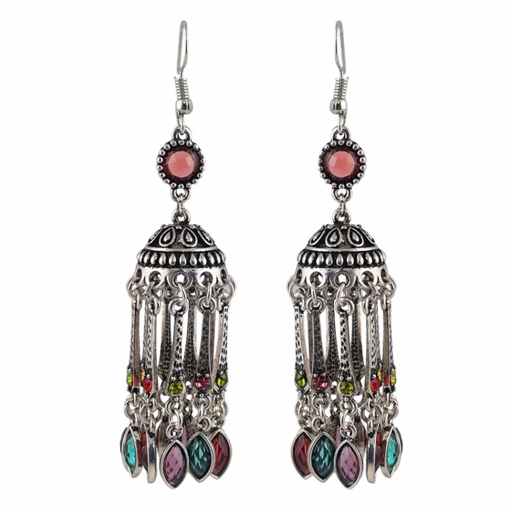New Vintage Style Rhinestone Dangle Earrings Resin Beads Alloy Earring