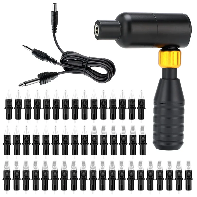 

Tattoo Machine Kits Completed Set 2-In-1 Rotary Tattoo Machine Gun Permanent Makeup Pen Kit + 50pcs Hawk Cartridge Needles