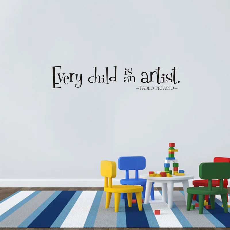 

DIY Quote Wall Sticker Every Child is an Artist Vinyl Decal Children Artwork Display Wall Decals Removable Home Decoration