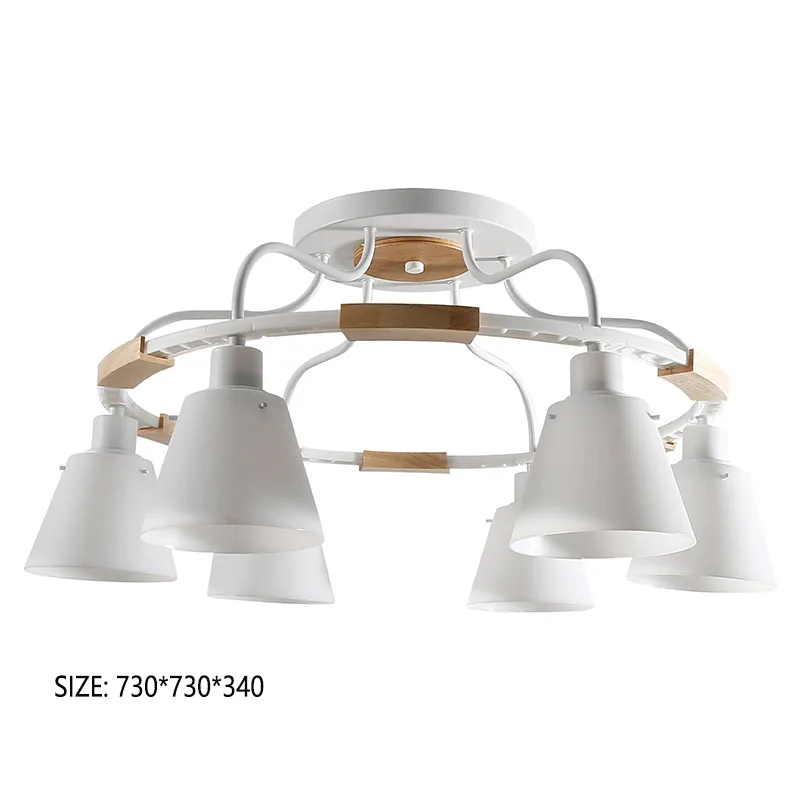 Nordic LED Light Wooden Chandelier Lights E27 With PVC Lampshade For Living Room Lighting Fixtures 220V 110V Light