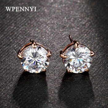

Rose Gold Color Top Quality 5 Prong Hearts & Arrows Shiny 8mm 2ct Cubic Zirconia Stud Earrings Wholesale Christmas Gifts