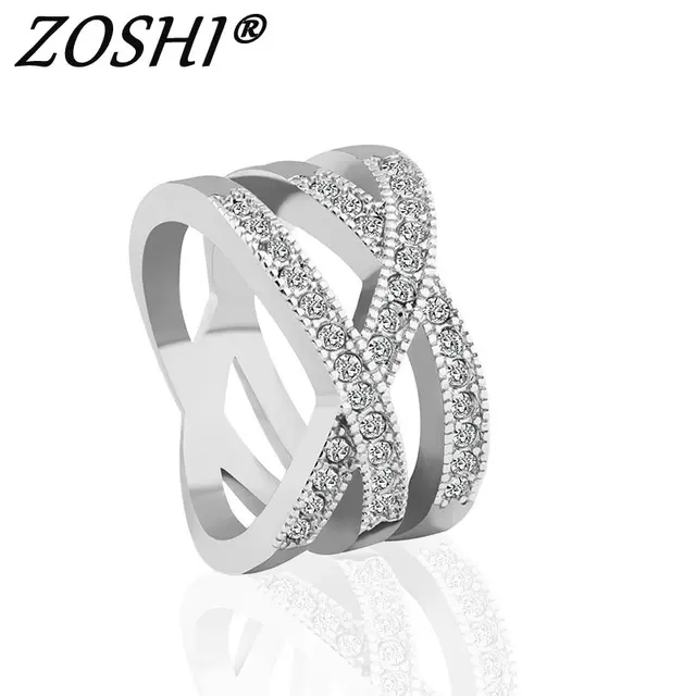 ZOSHI 2017 Fashion Engagment Ring Cross Crystal Cubic Zirconia CZ Band Wedding R ZOSHI 2017 Fashion Engagment Ring Cross Crystal Cubic Zirconia CZ Band Wedding R