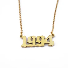 Золото серебро на заказ год 1994 цифра кулоны Свадьба Дата ожерелье День рождения Чокеры Gargantillas Женщины Мужчины персонализированные ювелирные изделия