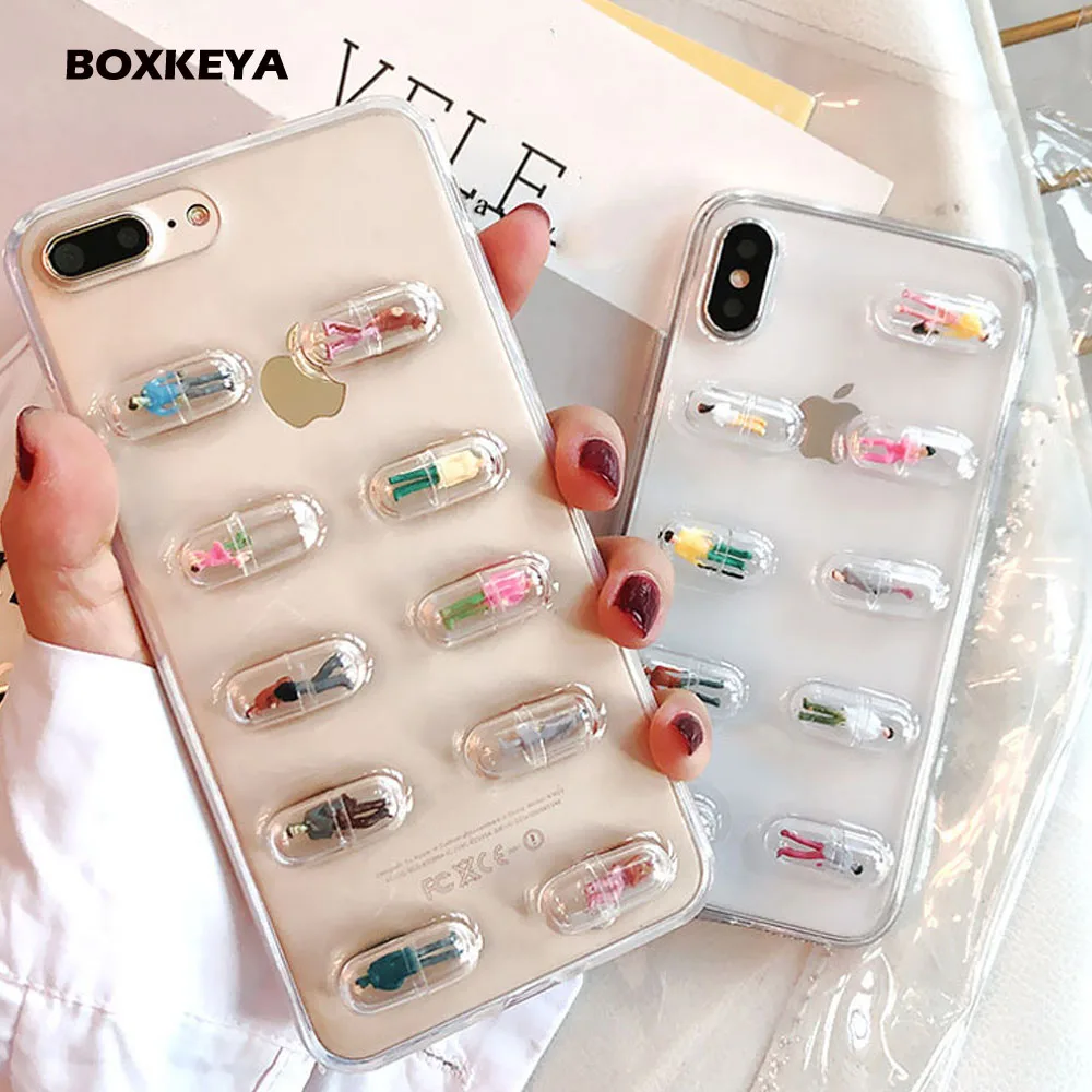 Latest Funny 3D Cute Capsule Pills Person Phone Cases For iPhone X 6 6S