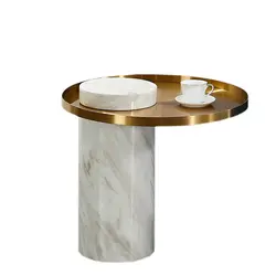 Роскошный концевой стол для гостиной офисный мраморный боковой стол металлический Топ Круглый кофейный столик