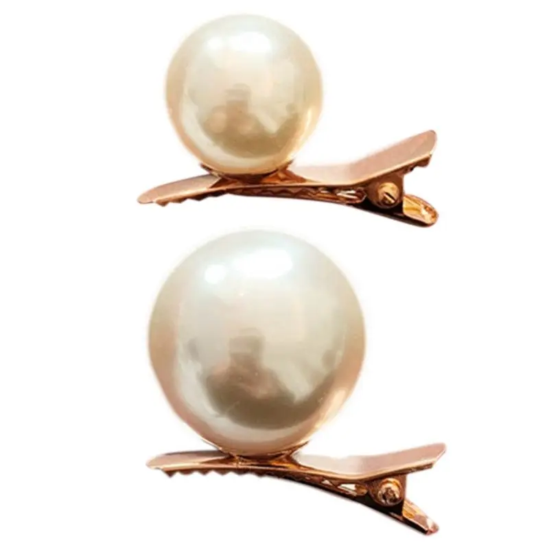 

Korean Ladies Large Imitation Pearl Ball Duckbill Hair Clips Jewelry Luxury Metal Alloy Hairpins Mini Party DIY Styling Barrette