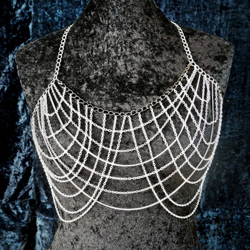

bijoux femme Fashion Sexy chest metal bra decoration Chain Night Club swimwear women Disco Female Long Belts Body Jewelry