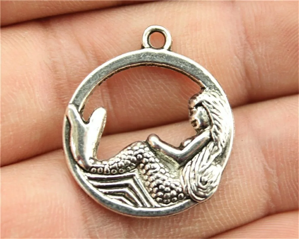 Buy WYSIWYG 8pcs 23mm Pendant Mermaid Round Mermaid